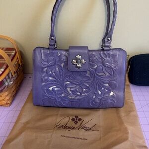 Patricia Nash Rosina Artisan Lavender Floral Shoulder Bag